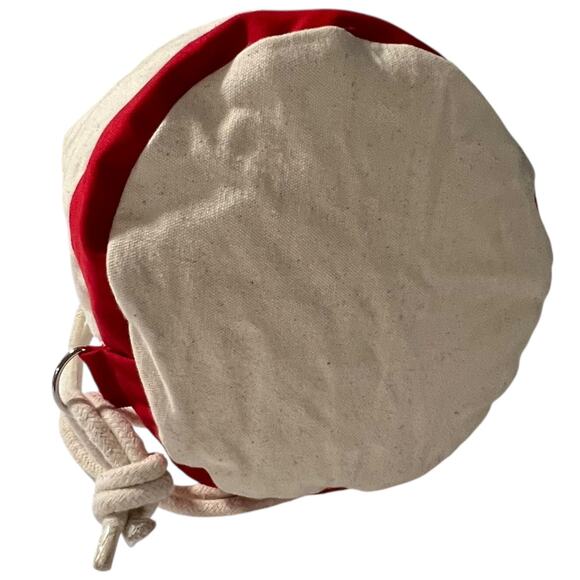 Flower Hospital Medical Staff Canvas Duffle Bag Red Cream Drawstring - Picture 12 of 13